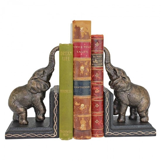 Design Toscano Triumphant Elephants Iron Bookend Set
