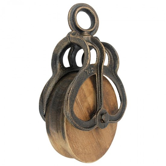 Design Toscano Large Iron & Wood Farm Pulley