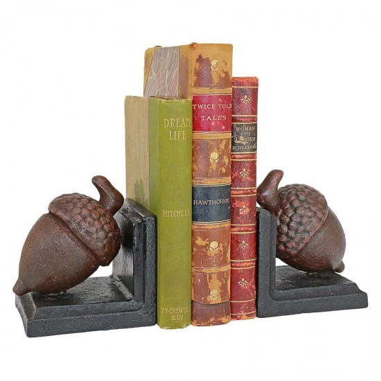 Design Toscano Grande Acorn Cast Iron Bookend Set