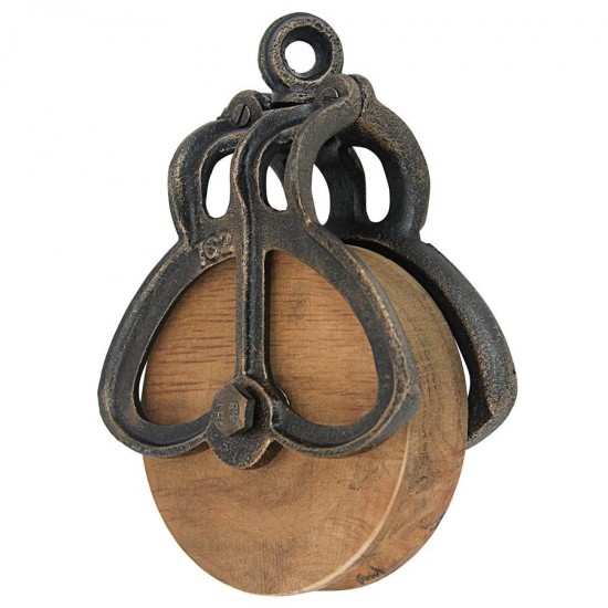 Design Toscano Medium Iron & Wood Farm Pulley