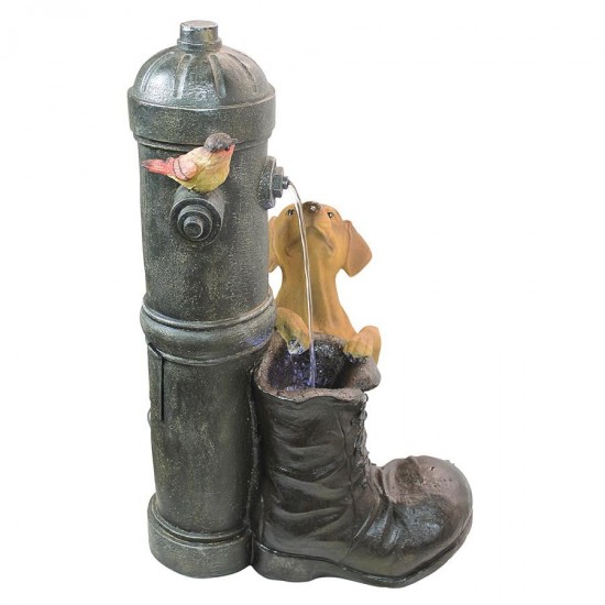 Design Toscano Fire Hydrant Pooch Garden Fountain