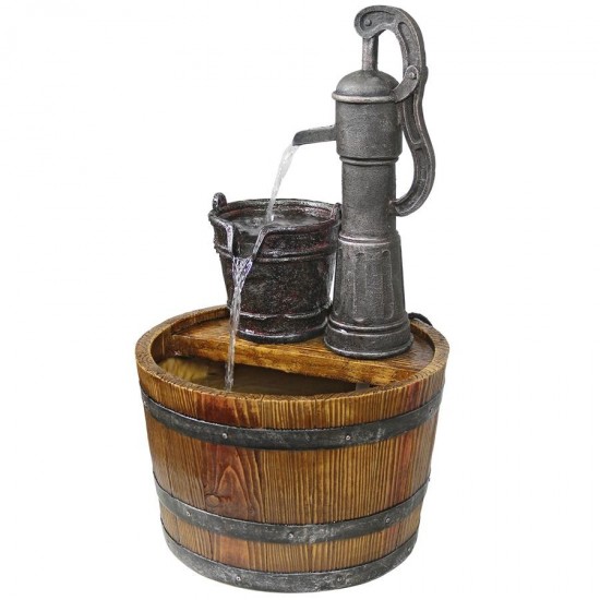 Design Toscano Cistern Well Pump Barrel Fountain