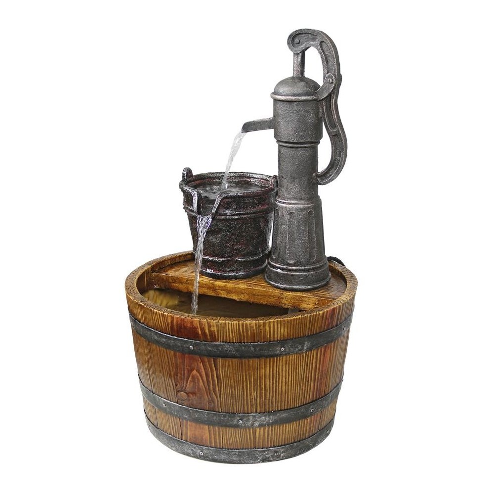 Design Toscano Cistern Well Pump Barrel Fountain