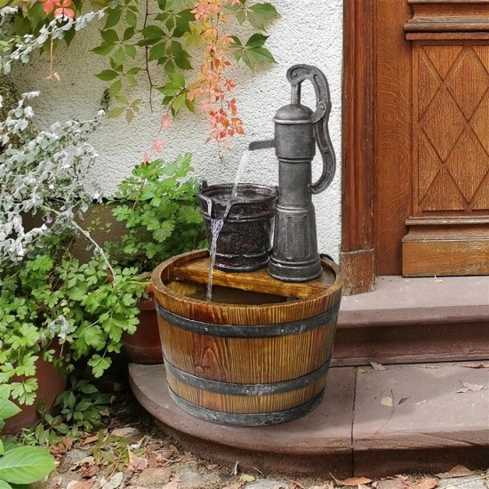 Design Toscano Cistern Well Pump Barrel Fountain