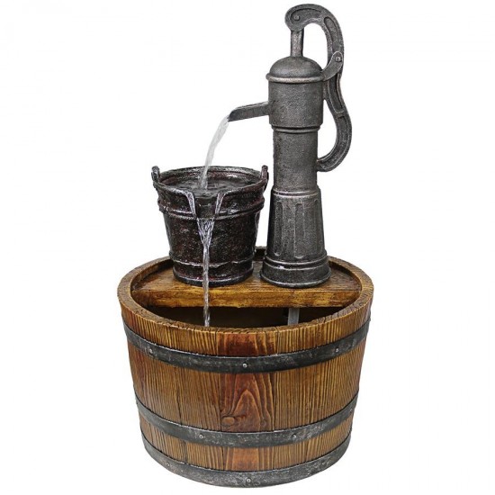 Design Toscano Cistern Well Pump Barrel Fountain