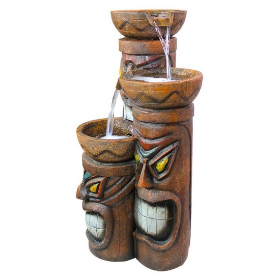 Design Toscano Cascading Aloha Tiki 3 Bowl Fountain