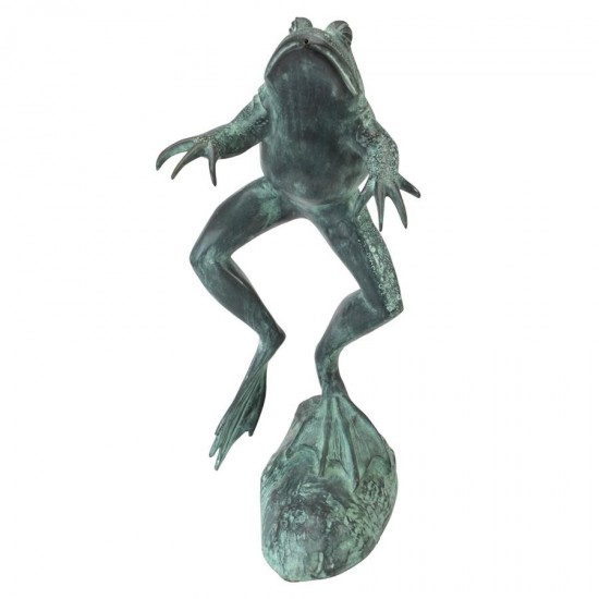 Design Toscano Medium Leaping Spitting Frog Bronze