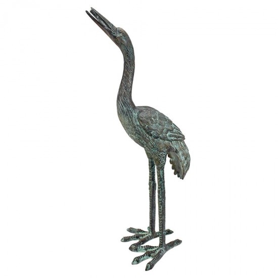 Design Toscano Bronze Crane Straight Neck Small