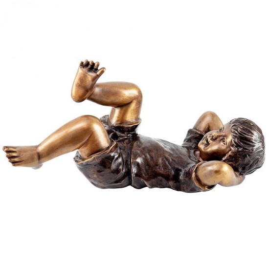 Design Toscano Lazy Days Resting Boy Spitter Bronze