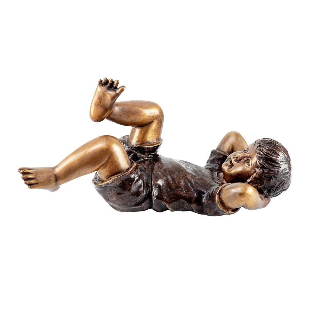 Design Toscano Lazy Days Resting Boy Spitter Bronze