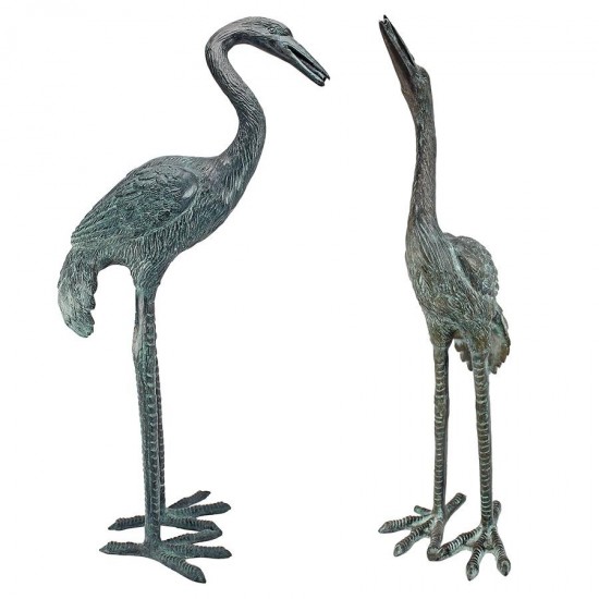 Design Toscano Bronze Cranes Pair Small