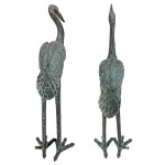 Design Toscano Bronze Cranes Pair Small