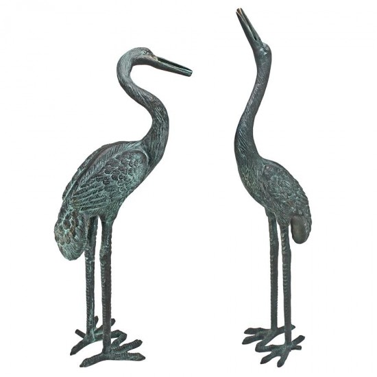 Design Toscano Bronze Cranes Pair Medium