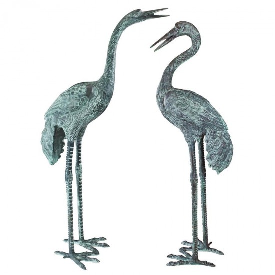 Design Toscano Bronze Cranes Pair Large