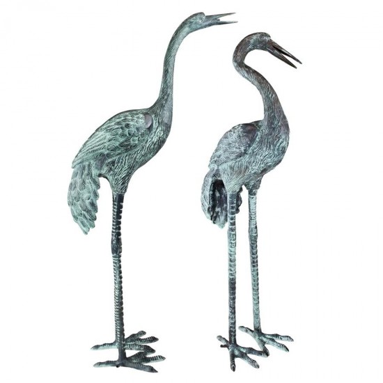 Design Toscano Bronze Cranes Pair Large