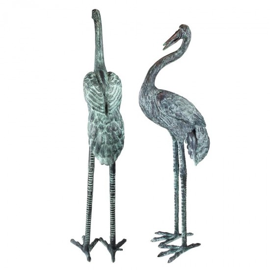 Design Toscano Bronze Cranes Pair Large