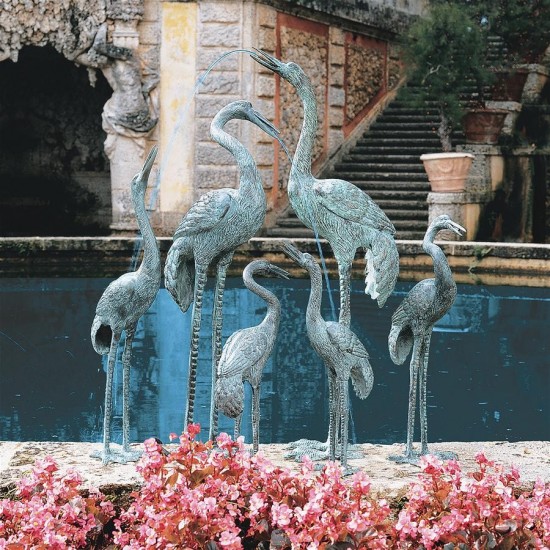 Design Toscano Bronze Cranes Pair Large