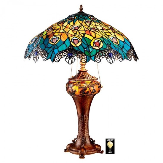 Design Toscano Art Nouveau Peacock Table Lamp