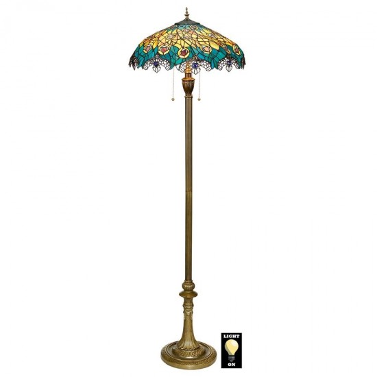 Design Toscano Art Nouveau Peacock Floor Lamp