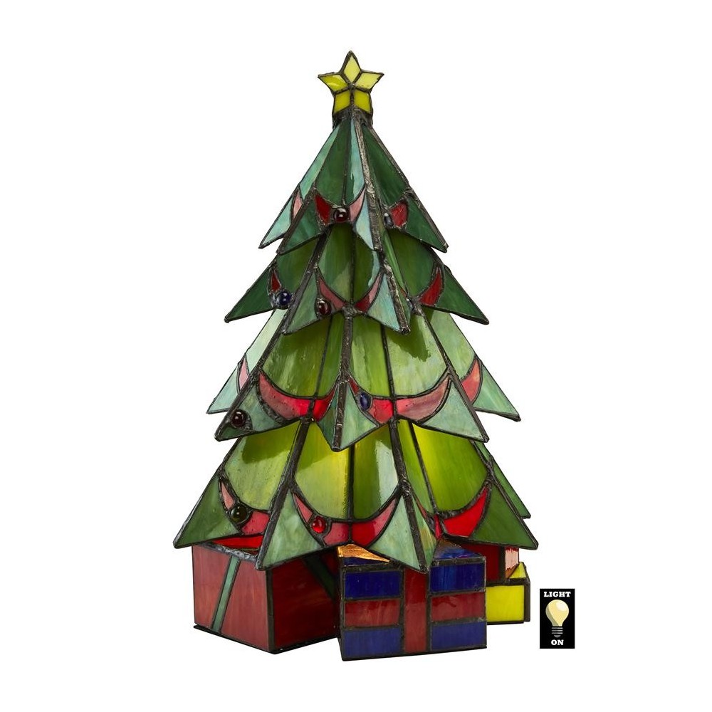 Design Toscano Christmas Tree Stained Glass Lamp