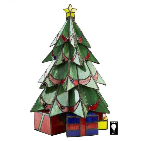 Design Toscano Christmas Tree Stained Glass Lamp