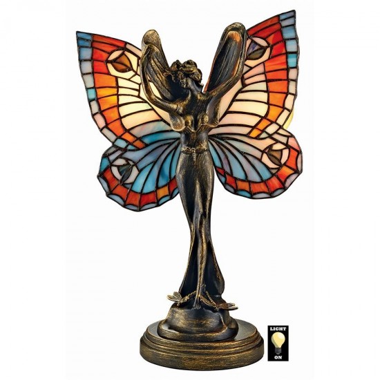 Design Toscano Butterfly Fairy Stained Glass Lamp