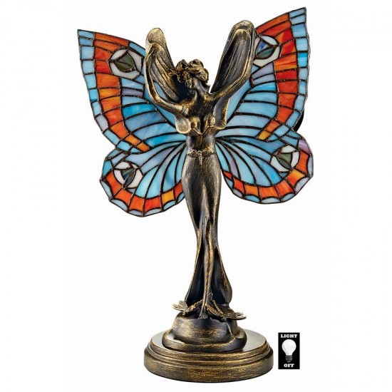 Design Toscano Butterfly Fairy Stained Glass Lamp