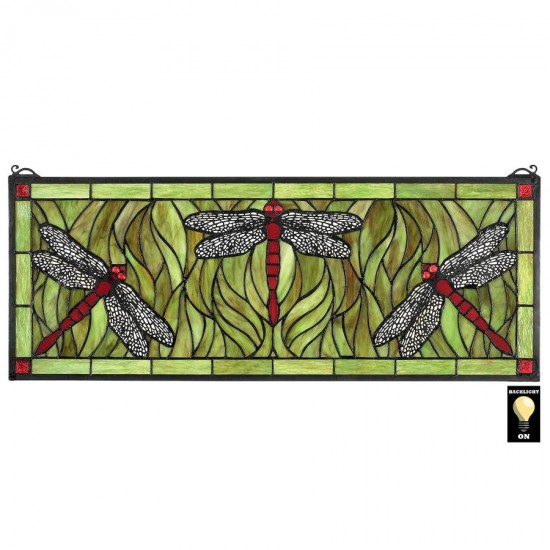 Design Toscano Emerald Green Dragonfly Stained Glass