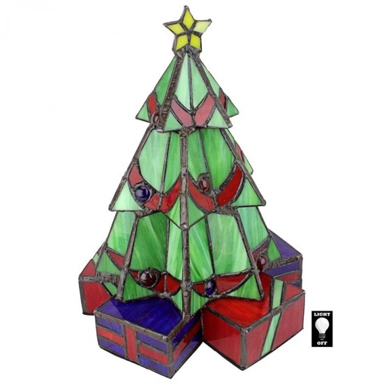 Design Toscano Small Xmas Tree Stained Glass Lamp