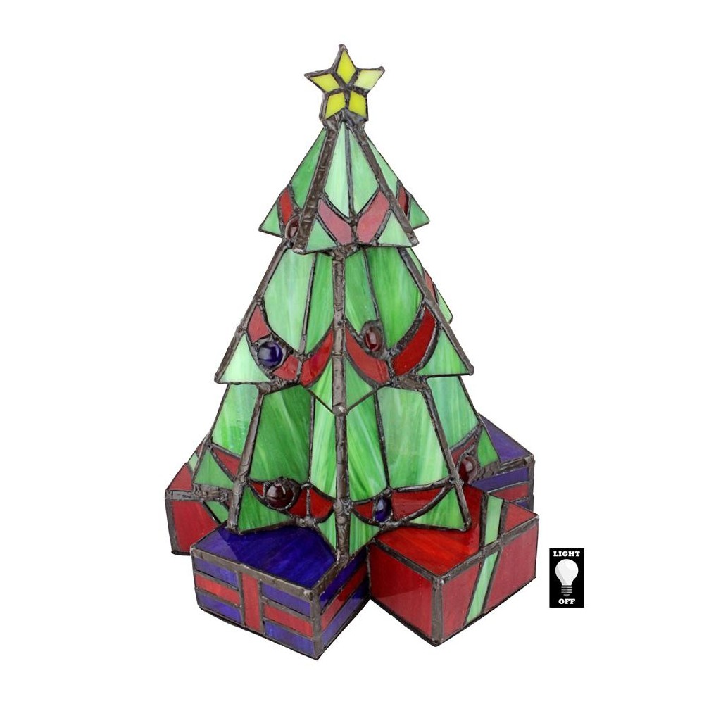Design Toscano Small Xmas Tree Stained Glass Lamp