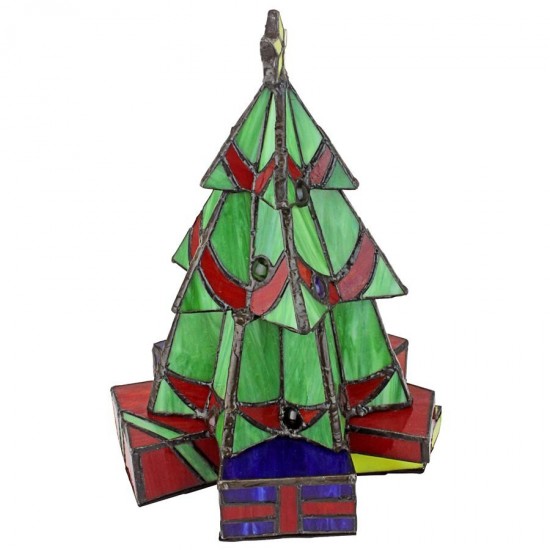 Design Toscano Small Xmas Tree Stained Glass Lamp