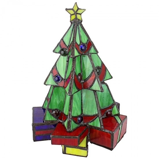 Design Toscano Small Xmas Tree Stained Glass Lamp