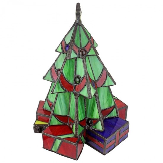 Design Toscano Small Xmas Tree Stained Glass Lamp