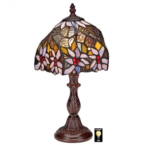 Design Toscano Light Blue Flower Stained Glass Lamp