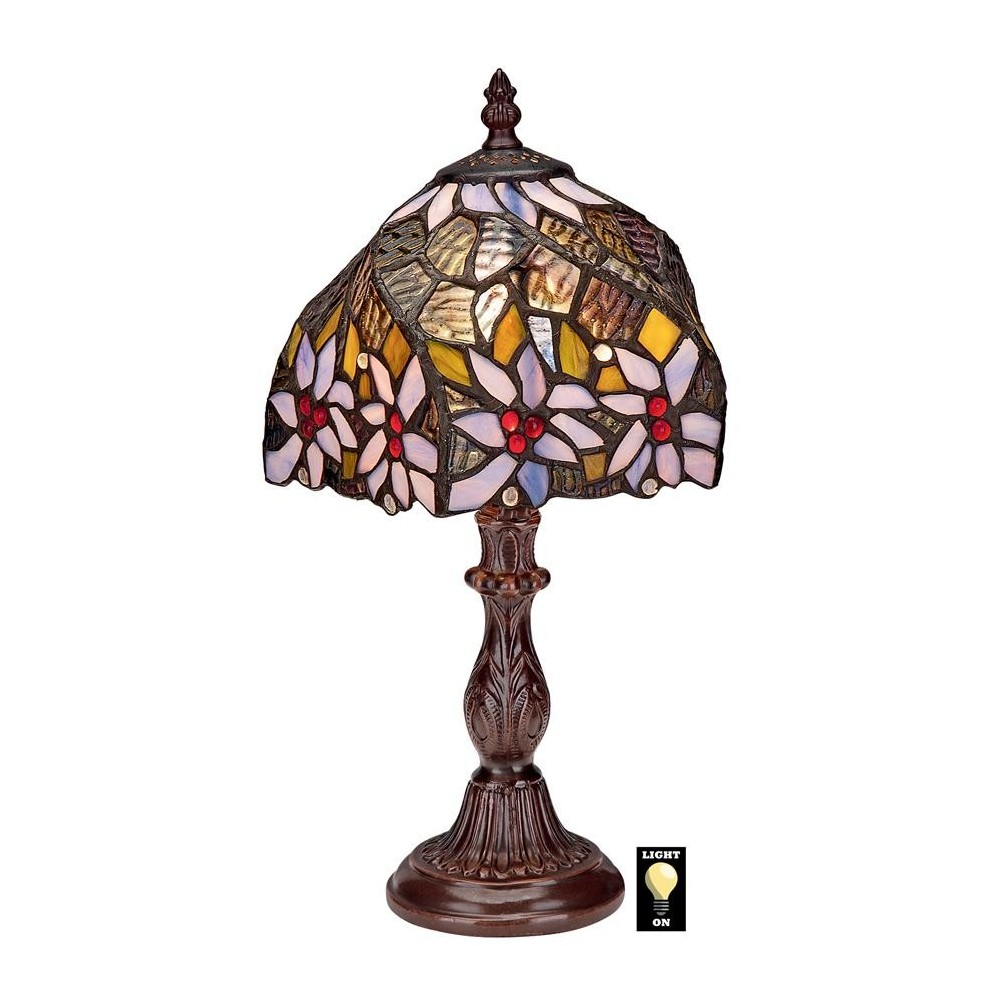 Design Toscano Light Blue Flower Stained Glass Lamp