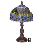 Design Toscano Light Blue Flower Stained Glass Lamp