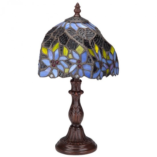 Design Toscano Light Blue Flower Stained Glass Lamp
