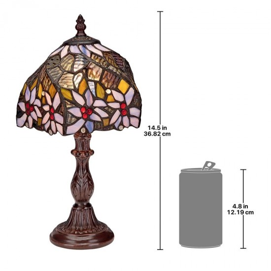 Design Toscano Light Blue Flower Stained Glass Lamp