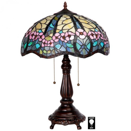 Design Toscano Pink Primrose Stained Glass Table Lamp