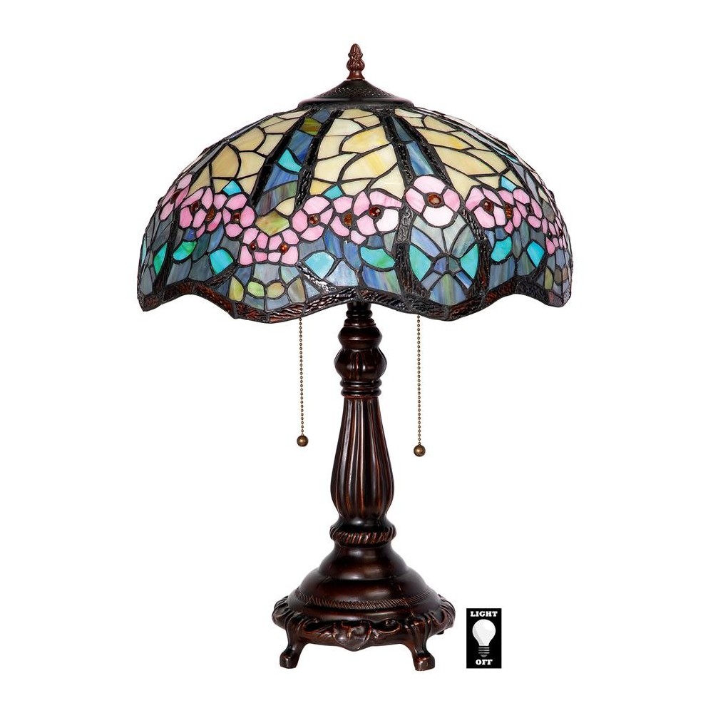 Design Toscano Pink Primrose Stained Glass Table Lamp