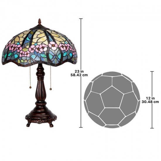 Design Toscano Pink Primrose Stained Glass Table Lamp