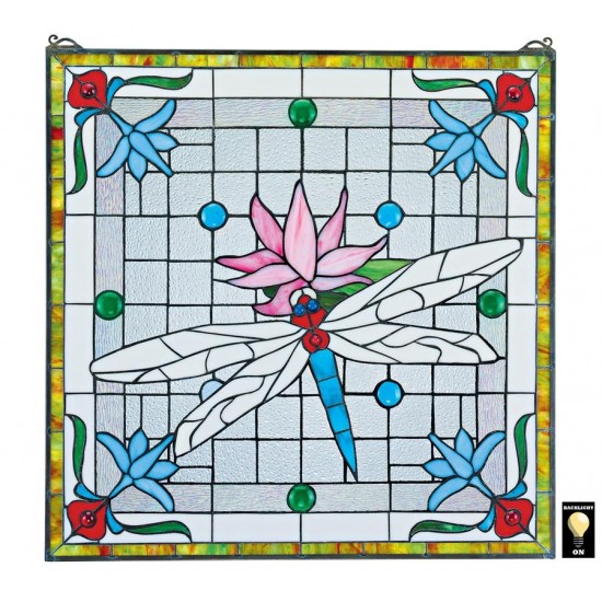 Design Toscano Dragonfly Pond Stained Glass Window