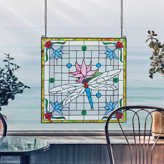 Design Toscano Dragonfly Pond Stained Glass Window