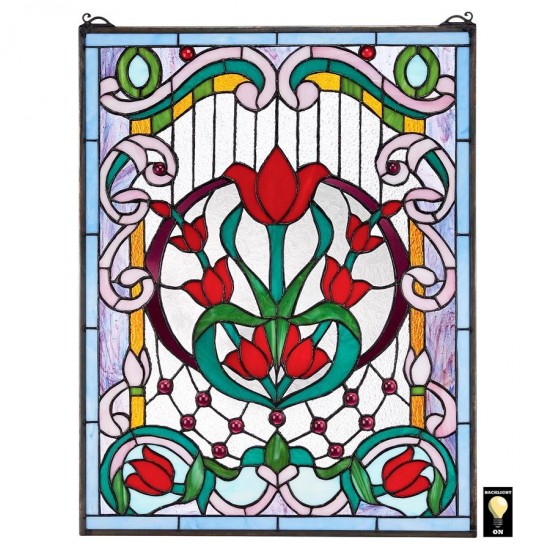 Design Toscano Tulip Treasure Stained Glass Window