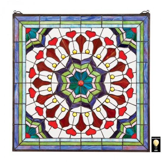 Design Toscano Victorian Floral Stained Glass Window