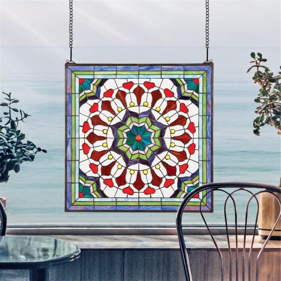 Design Toscano Victorian Floral Stained Glass Window