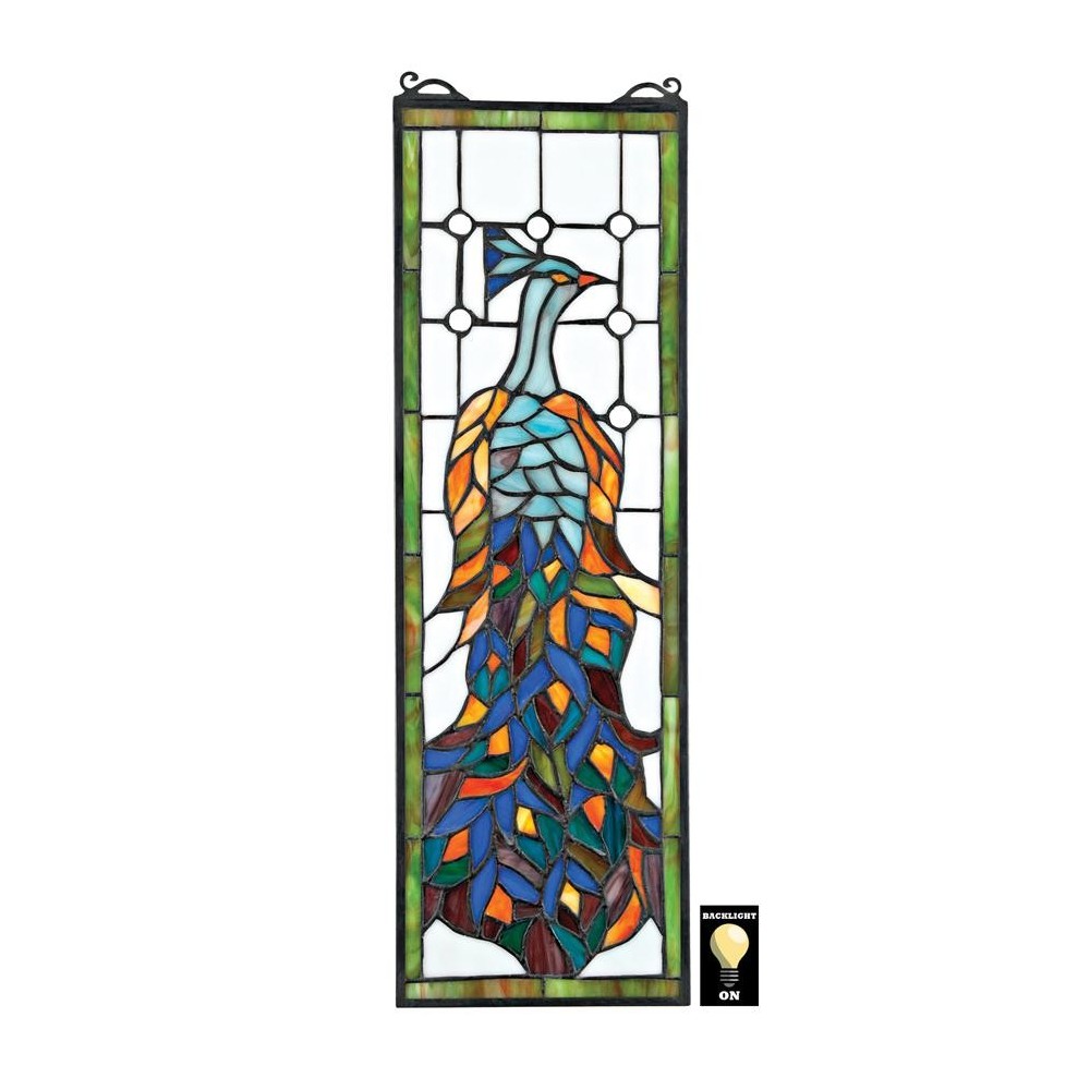 Design Toscano Pleasant Peacock Stained Glass Window