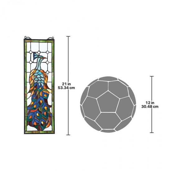 Design Toscano Pleasant Peacock Stained Glass Window