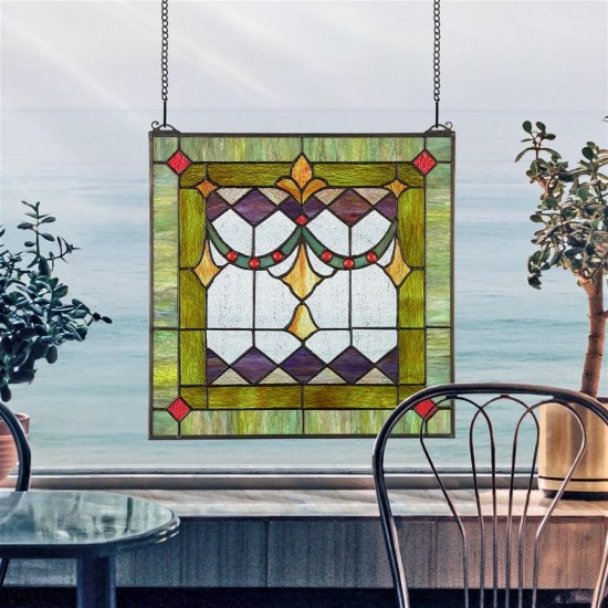 Design Toscano Victorian Swag Stained Glass Window