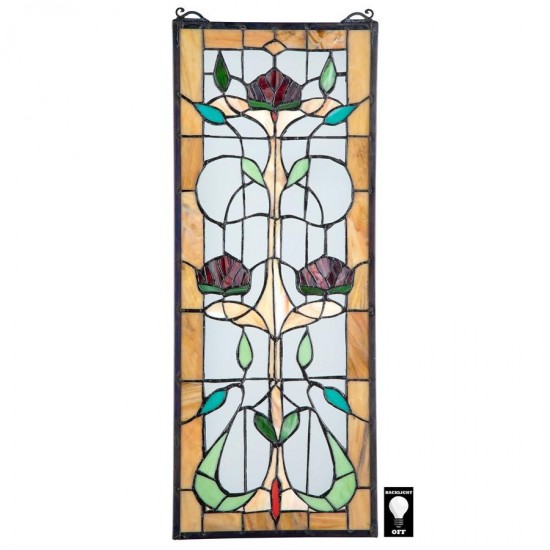 Design Toscano Ruskin Rose Three Flower Stained Glass